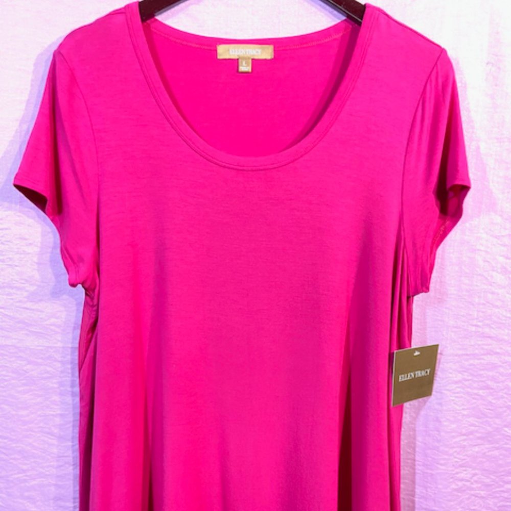 NWT~*Valentines~Ellen Tracy~ *New Fuchsia/ *Sheer Back~Size L